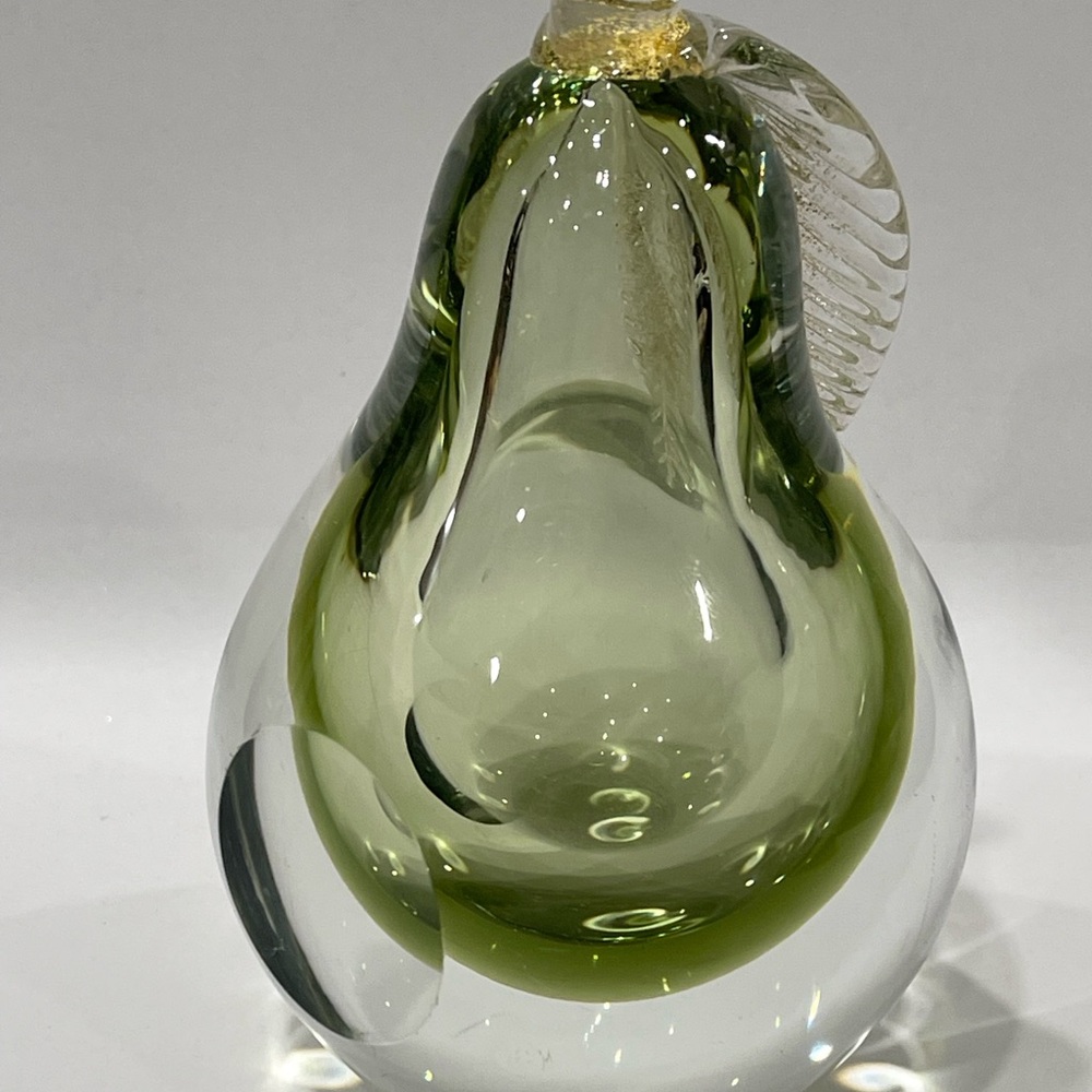 Alfredo Barbini Sommerso Gold Fleck Decor Murano Art ITALY Glass Pear Bookend - Picture 5 of 16